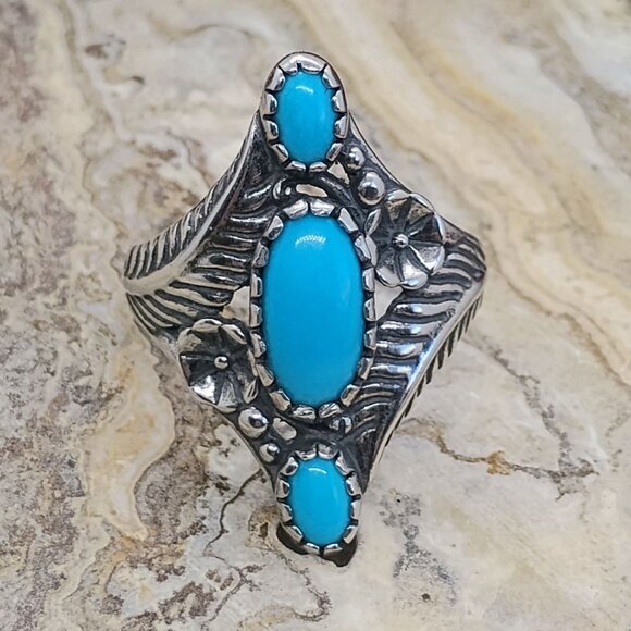 Carolyn Pollack AW Sterling Silver Sleeping Beauty Turquoise Ring Size 9 w/BOX - Picture 4 of 10